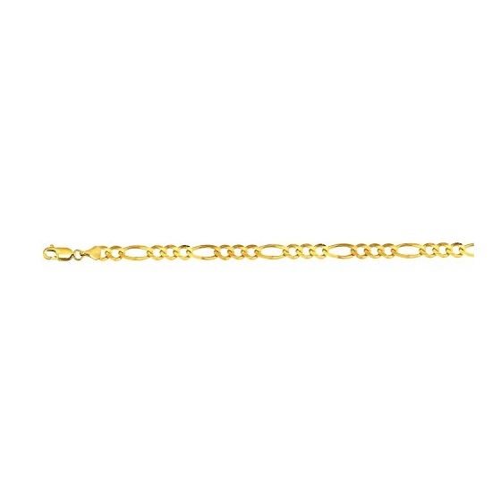 10K 20 inch long Yellow Gold 7.0mm wide Diamond Cut Royal Figaro Link with Lobster Clasp