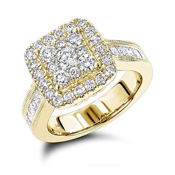 14K Unique Cluster Natural 2 Ctw Diamond Engagemen