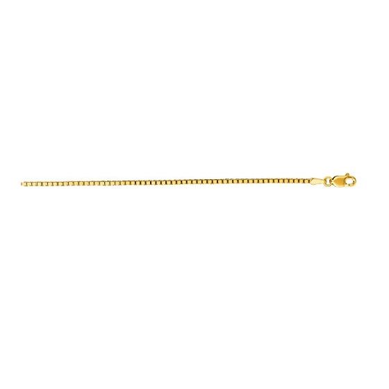 10K Yellow Gold 1.4mm wide Shiny Box Chain with Lobster Clasp