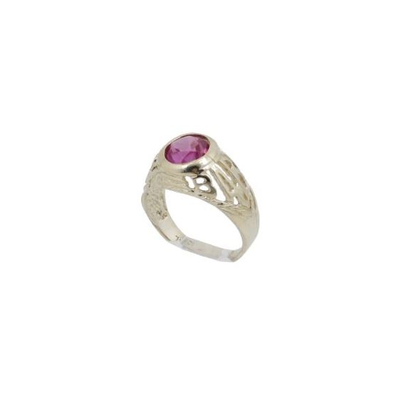 10k Yellow Gold Syntetic red gemstone ring ajjr49 Size: 2 1