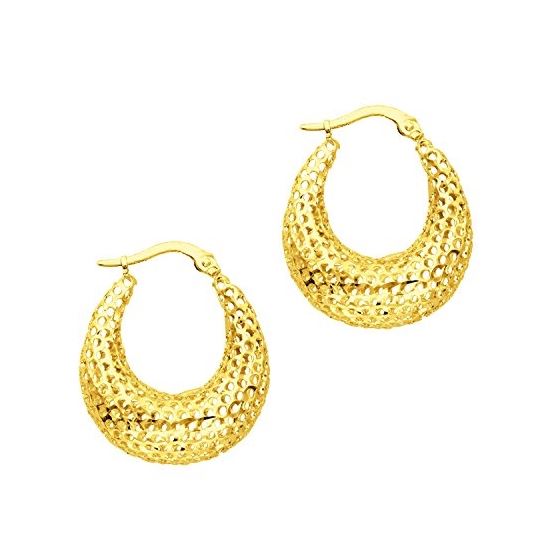 14K Yellow Gold Ladies Hoop Earrings ER941