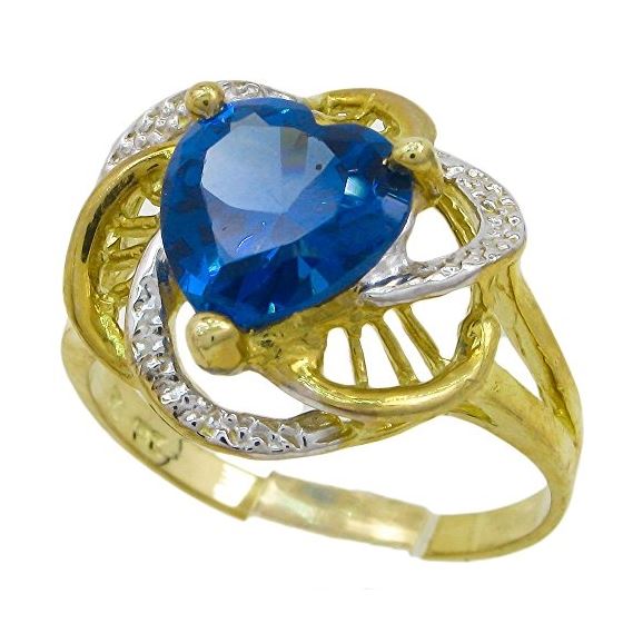10K Yellow Gold womens heart gemstone ring ASVJ16 1