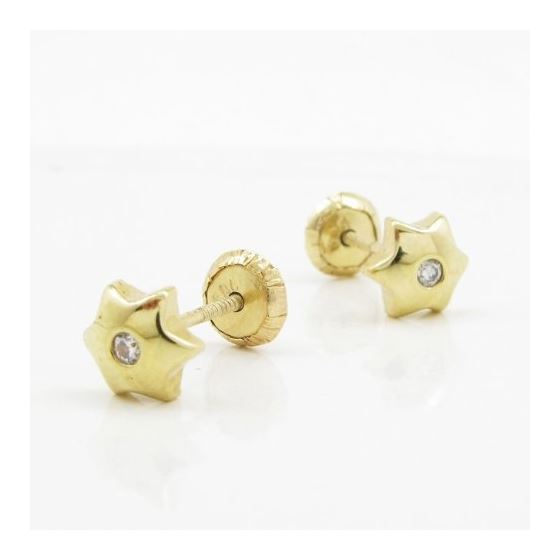 14K Yellow gold Star cz stud earrings for Children/Kids web203 3