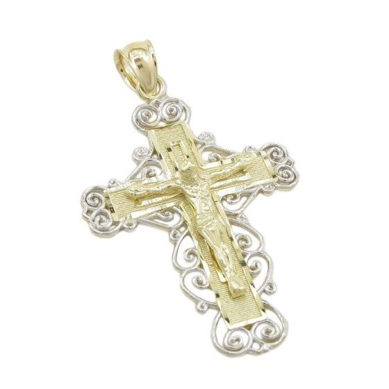 Mens 10k Yellow gold Fancy jesus cross pendant GCHA12 1