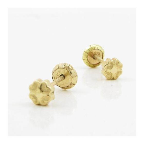 14K Yellow gold Fancy flower stud earrings for Children/Kids web179 3