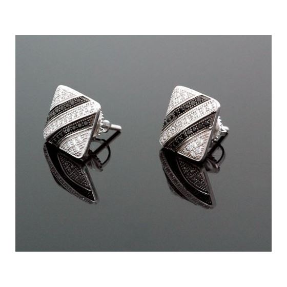 Sterling Silver Unisex Fashion Square Hand Set Stud Earrings ME0225 1