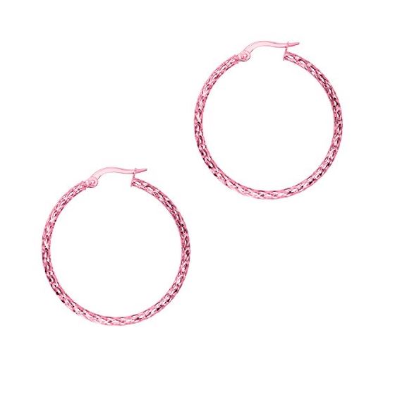 14K Pink Gold Ladies Hoop Earrings ER974