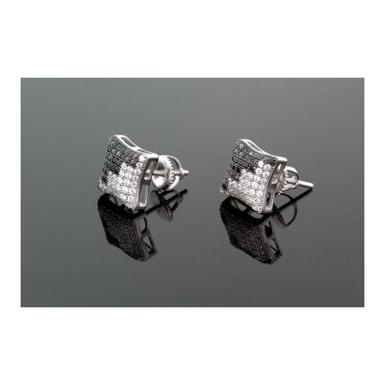 Sterling Silver Unisex Fashion Hand Set Stud Earrings ME0218d 1