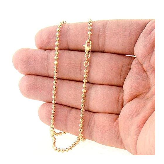 14K YELLOW Gold SOLID MOON CUT Chain - 24 Inches Long 2.5MM Wide 3