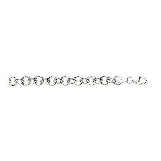 Sterling Silver 8.15 mm Wide Polished Round Cable Link Charm Bracelet 8 Inch Long