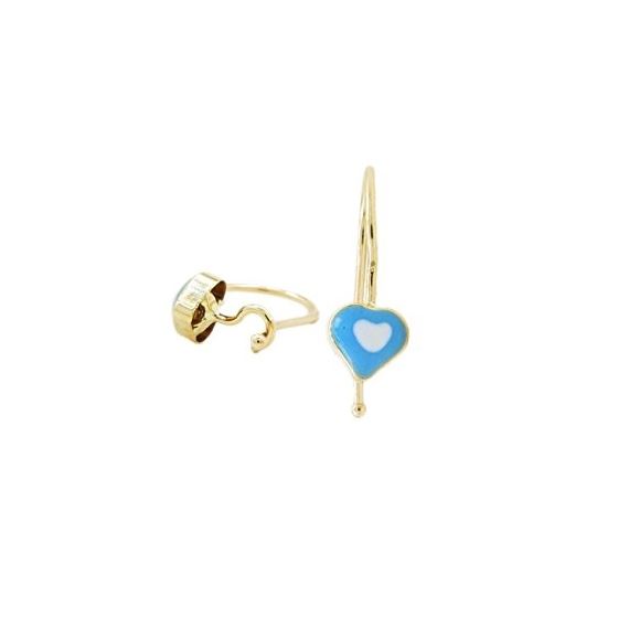 14K Yellow gold Simple heart hoop earrings for Children/Kids web61 1