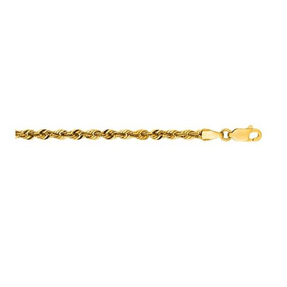 14K Yellow Gold 3.0mm wide Diamond Cut Lite Rope Chain with Lobster Clasp 1