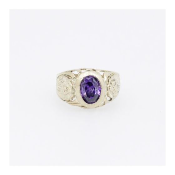 10k Yellow Gold Syntetic purple gemstone ring ajjr41 Size: 2.25 3