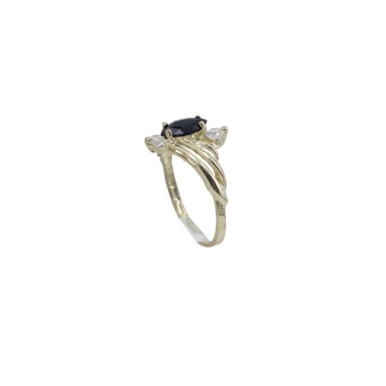 10k Yellow Gold Syntetic black gemstone ring ajr16 Size: 7 1