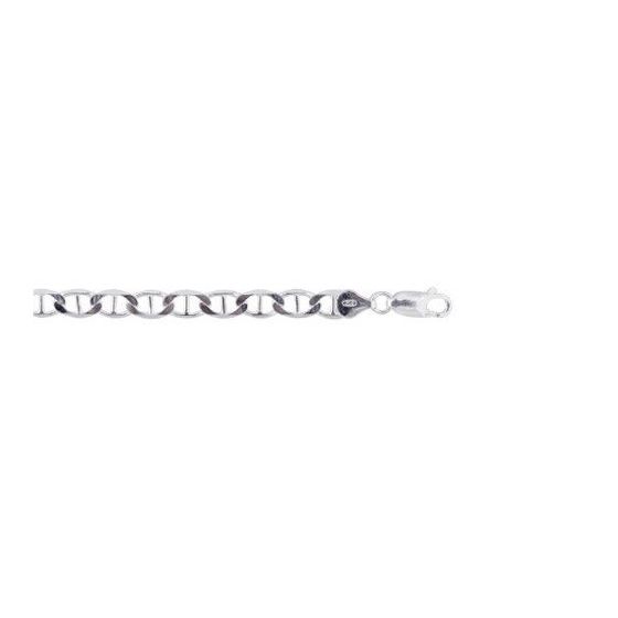 Silver with Non-Rhodium Finish 6.2mm wide Shiny Diamond Cut Flat Mariner Chain with Lobster Clasp 8.