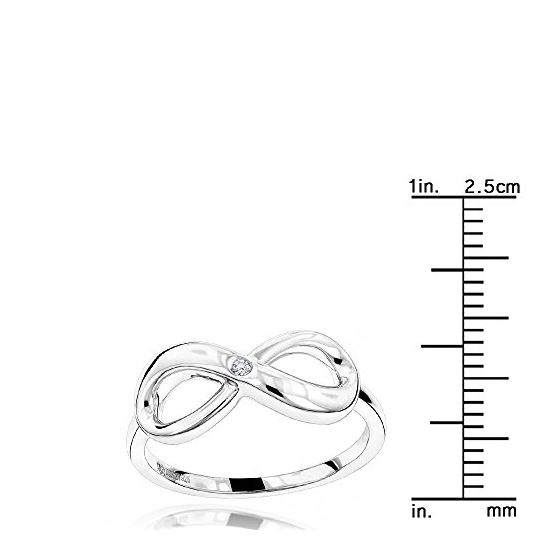 Luxurman Love Quotes: Sterling Silver Infinity Diamond Ring For Women (size 10) 3