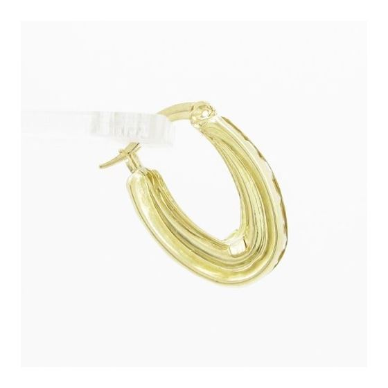 Womens 10k Yellow gold White cz hoop earring ELMI10 3