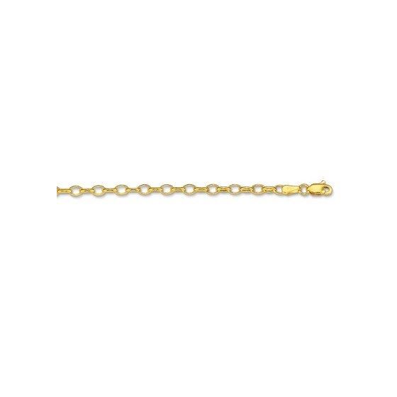 14K Yellow Gold 3.2mm wide Diamond Cut Oval Rolo Chain with Lobster Clasp 1