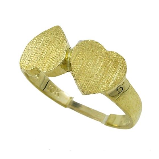 10K Yellow Gold womens dual heart ring ASVJ28 1