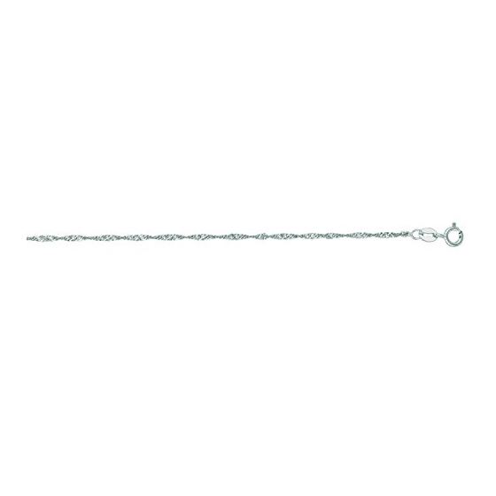 10K 16 inch long White Gold 1.5mm wide Diamond Cut Singapore Chain with Spring Ring Clasp FJ-025WSNG