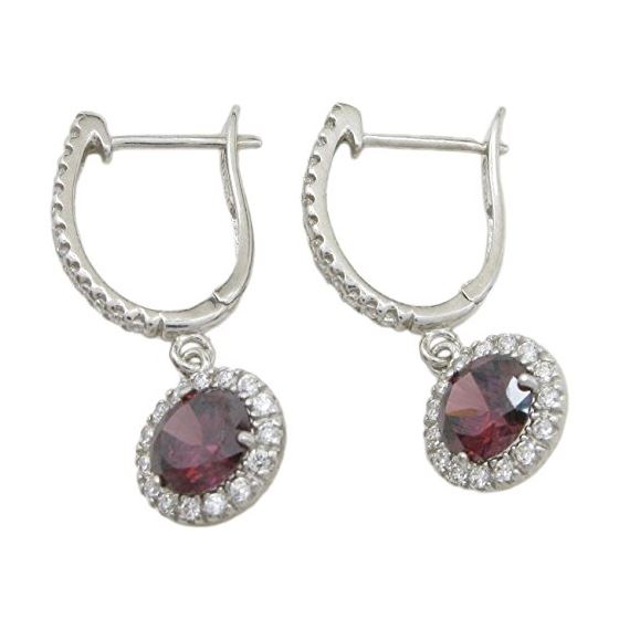 Womens Dark red cubic zirconia drop cz chandelier earring Silver23 1