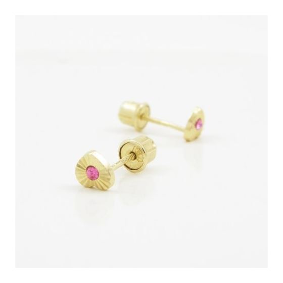 14K Yellow gold Heart cz stud earrings for Children/Kids web481 3