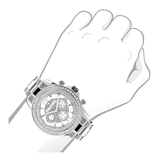 Luxurman Liberty Mens Real Diamond Watches: White Gold Plated Diamond Watch 2ct 3