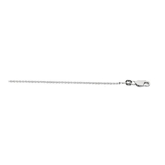 Silver with Rhodium Finish 1.4mm wide Diamond Cut Cable Chain with Lobster Clasp