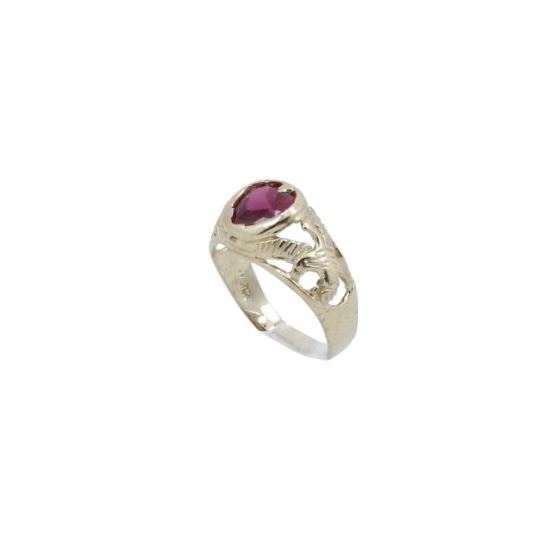 10k Yellow Gold Syntetic red gemstone ring ajjr73 Size: 2.25 1