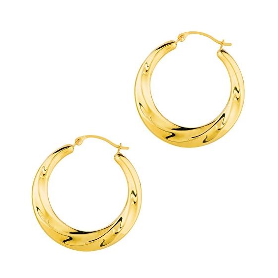 14K Yellow Gold Ladies Hoop Earrings ER969