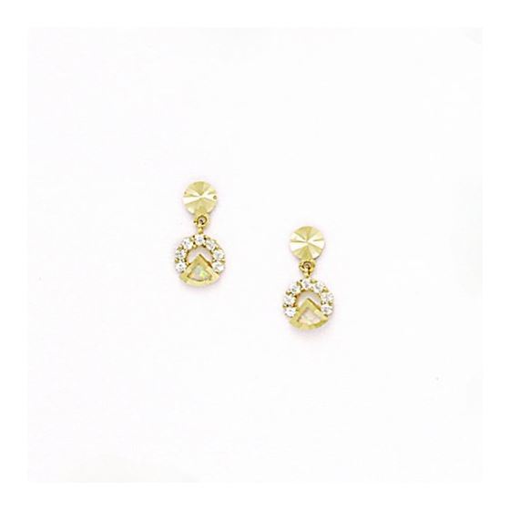 14K Yellow Gold star oval drop shap with cz earrings screw back Size: Actual Image