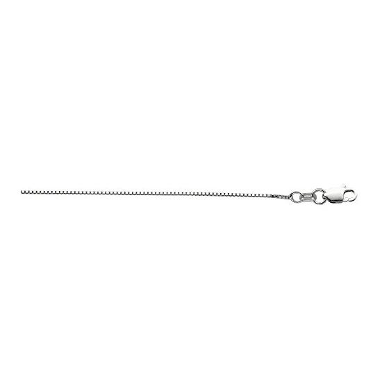 Silver with Rhodium Finish 0.9mm wide Diamond Cut Box Chain with Lobster Clasp