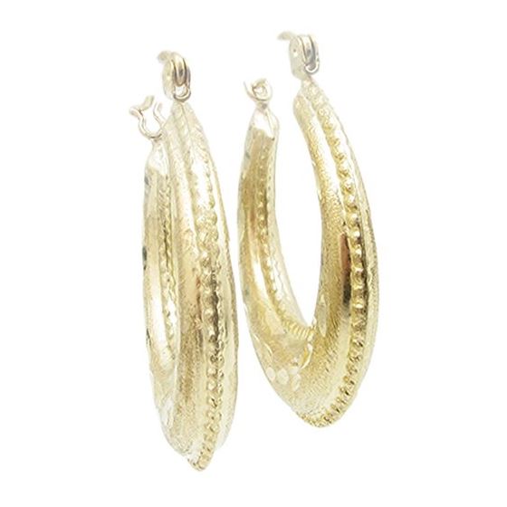 10k Yellow Gold earrings Round moon hoop AGBE50 1