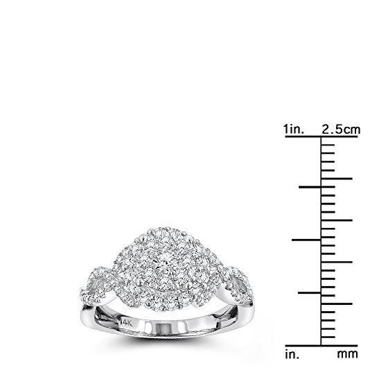 14K Ladies Halo Cluster Natural 1.1 Ctw Diamond-3