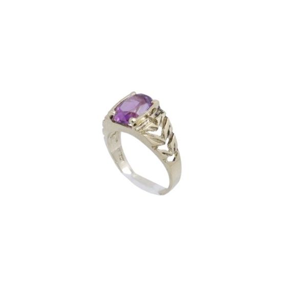 10k Yellow Gold Syntetic purple gemstone ring ajr13 Size: 2.25 1