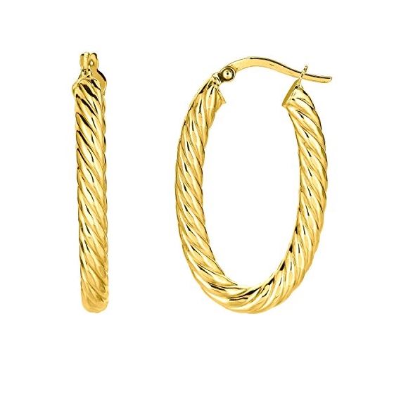 14K Yellow Gold Ladies Hoop Earrings ER1153