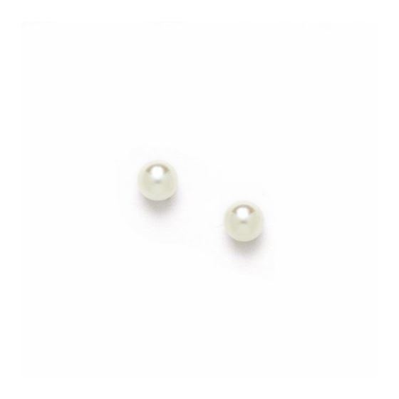14K Yellow Gold genuine pearl and cz earrings screw back Size: 6
