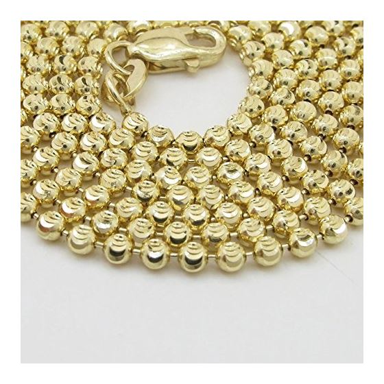 "14K Yellow gold moon cut bead link chain 22"" Long 2MM Wide MLC16 3"