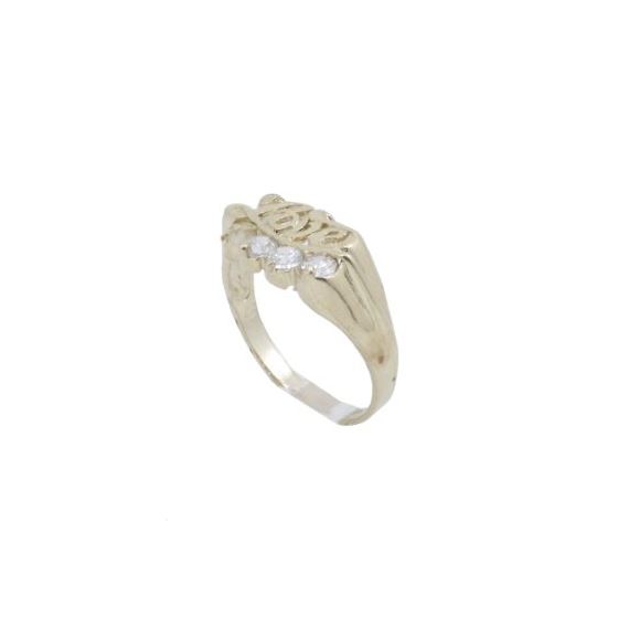 10k Yellow Gold Syntetic white love gemstone ring ajjr61 Size: 7 1