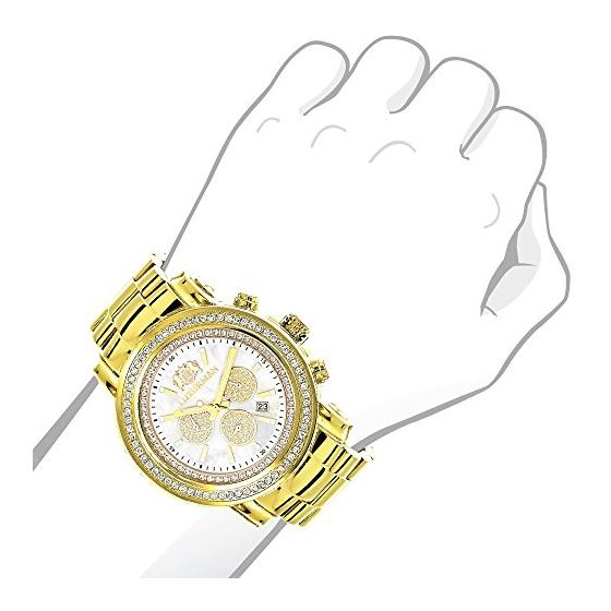 Large Diamond Bezel Watch For Men Yellow Gold Pl-3