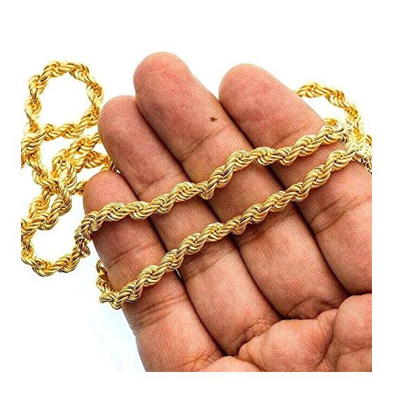 10K YELLOW Gold HOLLOW ROPE Chain - 28 Inches Long 5MM Wide 3