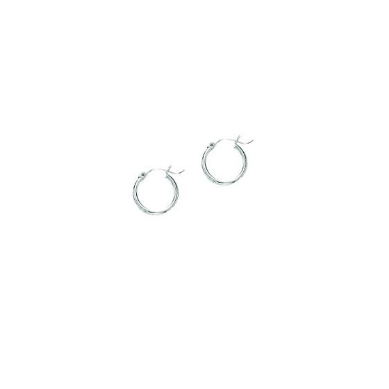 14K White Gold Ladies Shiny Hoop Earrings WLT268