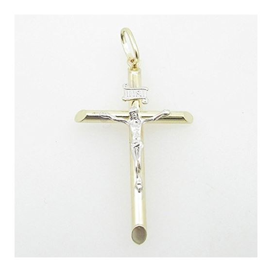 Mens 10K Solid Yellow Gold white jesus cross Length - 2.09 inches Width - 1.10 inches 1