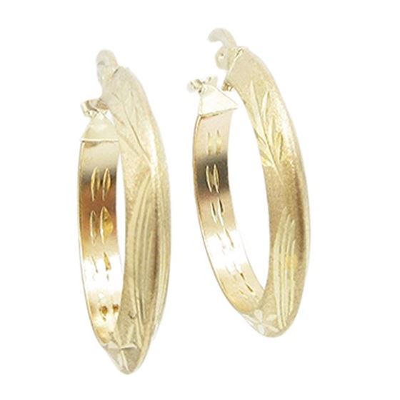 10k Yellow Gold earrings Fancy puff bamboo gold earrings AGBE55 1