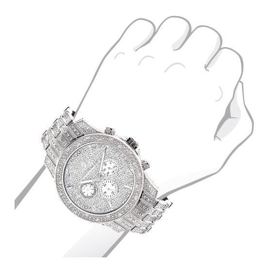 Iced Out Watch Chronograph Subdials Real Luxurman Mens Genuine Diamonds 1.25ct 3