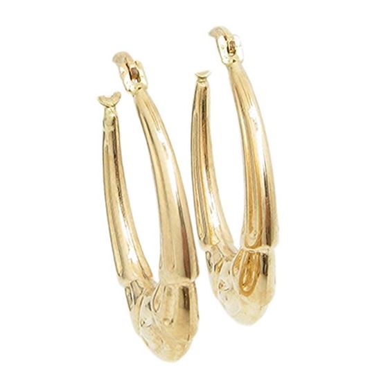 10k Yellow Gold earrings Fancy puff bamboo gold earrings AGBE67 1