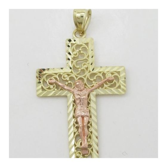 Mens 10k Yellow and Pink gold Yellow and pink gold jesus crucifix pendant GCHA20 3