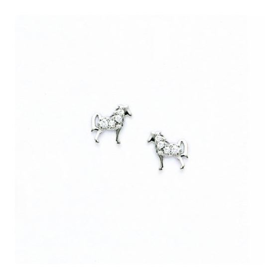 14K White Gold elephant bear horse animal earrings screw back Size: Actual Image