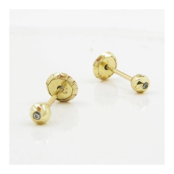 14K Yellow gold Round cz stud earrings for Children/Kids web125 3
