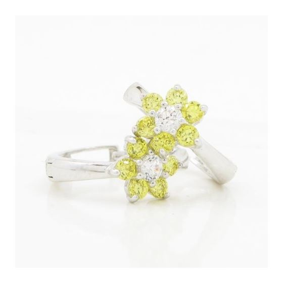 14K White gold Flower cz hoop earrings for Children/Kids web354 3